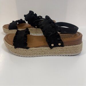 Pierre Dumas Women's Magic-9 Platform Black Espadrille Sandals 5.5